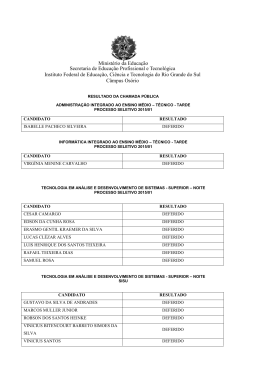 Resultados da Chamada P&uacute;blica 2015/01