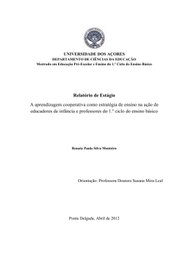A Aprendizagem Cooperativa como Estrat&eacute;gia de Ensino na A&ccedil;&atilde;o