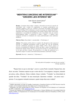 “MENTIRAS SINCERAS ME INTERESSAM” Jeder Silveira