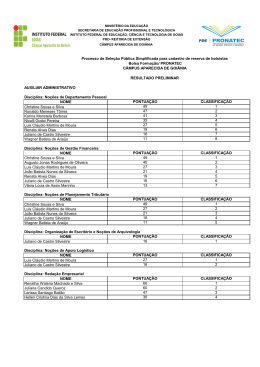 Disciplina: No&ccedil;&otilde;es de Departamento Pessoal NOME Christine