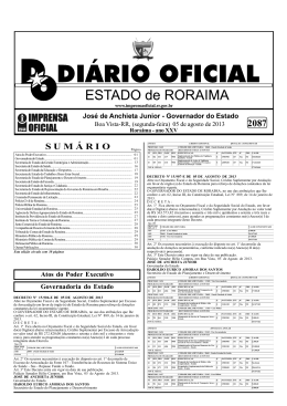 SUM&Aacute;RIO - Imprensa Oficial do Estado de Roraima