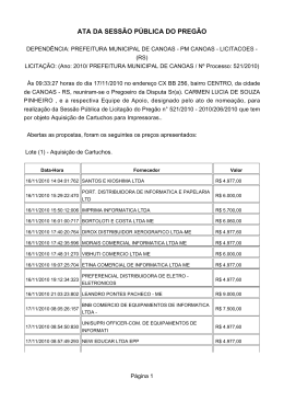 ata da sessão pública do pregão - Prefeitura Municipal de Canoas