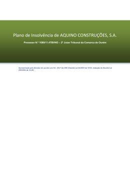Plano de Insolv&ecirc;ncia de AQUINO CONSTRU&Ccedil;&Otilde;ES