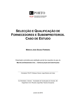 selec&ccedil;&atilde;o e qualifica&ccedil;&atilde;o de fornecedores e subempreiteiros. caso de