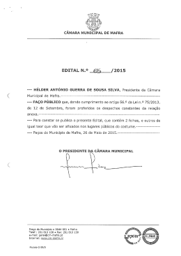 EDITALN.&deg; &euro;5 /2015 - C&acirc;mara Municipal de Mafra