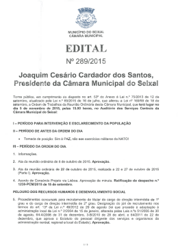 EDITAL N0 289/2015 - C&acirc;mara Municipal do Seixal