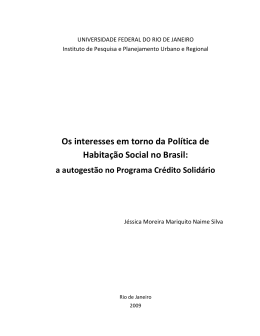 Os interesses em torno da Política de Habitação Social no Brasil: