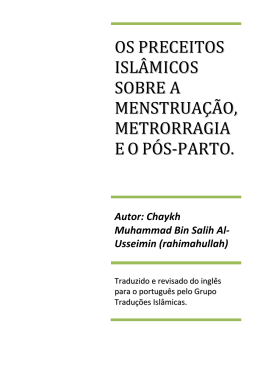Os Preceitos Islâmicos Sobre a Menstruação, Metrorragia e Pós Parto