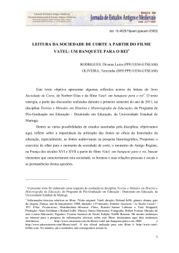 leitura da sociedade de corte a partir do filme vatel: um banquete