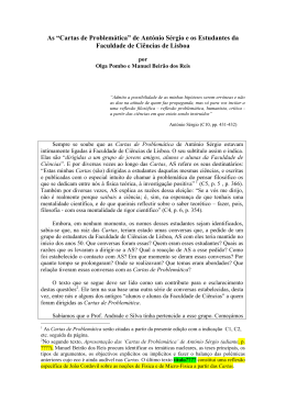 As &ldquo;Cartas de Problem&aacute;tica&rdquo; de Ant&oacute;nio S&eacute;rgio e os