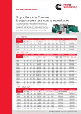 Grupos Geradores Cummins. Energia completa para todas as