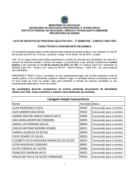 Processo Seletivo Tecnico em Química