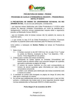 Edital nº 02/2014: sorteio público de bolsas do Prodiscência