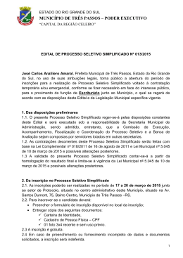 Edital n&ordm; 013/2015 (Abertura Inscri&ccedil;&otilde;es)