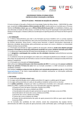 edital de sele&ccedil;&atilde;o - Universidade Federal de Minas Gerais