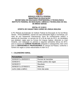 Edital e ficha de inscrição - Câmpus Passos
