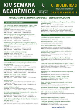 PROGRAMAÇÃO DA SEMANA ACADÊMICA – CIÊNCIAS