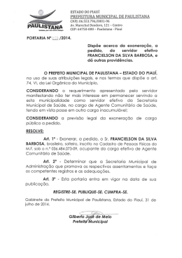 ESTADO Do PIAUÍ PREFEITURA MUNICIPAL DE PAULISTANA PI