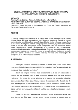 educa&ccedil;&atilde;o ambiental na escola municipal de tempo integral santa