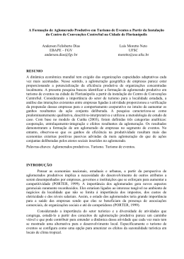 A Forma&ccedil;&atilde;o de Aglomerado Produtivo em Turismo de