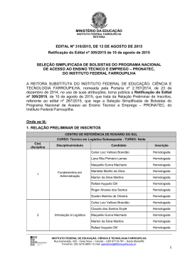 Retifica&ccedil;&atilde;o do Edital n&ordm; 305/2015 - Instituto Federal de Educa&ccedil;&atilde;o
