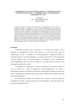 A assembleia de escola/agrupamento e a participa&ccedil;&atilde;o da