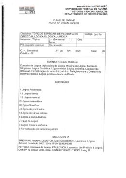 dv076 &ndash; t&oacute;picos especiais de filosofia do direito m: l&oacute;gica e l&oacute;gica