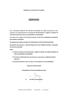 Despacho e normas de funcionamento do controle de pontualidade