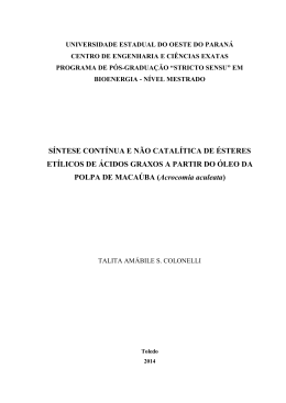 S&Iacute;NTESE CONT&Iacute;NUA E N&Atilde;O CATAL&Iacute;TICA DE &Eacute;STERES ET&Iacute;LICOS