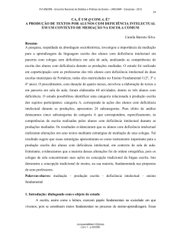 a produ&ccedil;&atilde;o de textos por alunos com defici&ecirc;ncia intelectual