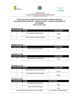 Resultado Preliminar - IF Sert&atilde;o-PE