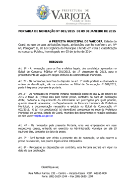 PORTARIA DE NOMEA&Ccedil;&Atilde;O N&ordm; 001/2015 DE 09 DE