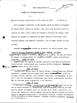i NOTA EXPLICATIVA NO SECÇÃO DE PROGRAMAS MUSICAIS