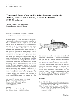 Threatened fishes of the world: Achondrostoma occidentale Robalo