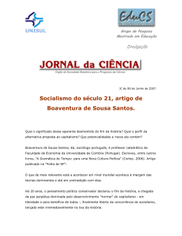 Socialismo do século 21, artigo de Boaventura de Sousa Santos.