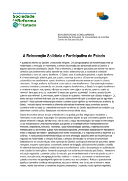A Reinven&ccedil;&atilde;o Solid&aacute;ria e Participativa do Estado