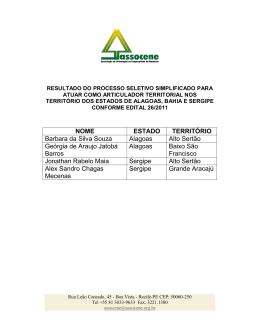 NOME ESTADO TERRIT&Oacute;RIO Barbara da Silva Souza Alagoas Alto