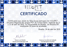 Certificamos que Jaiane da Silva Souza participou do II EcoPET