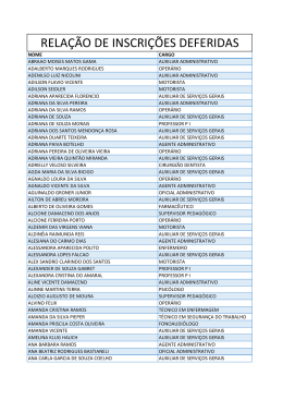 RELAÇÃO DE INSCRIÇÕES DEFERIDAS