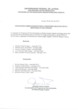 Homologa&ccedil;&atilde;o Inscri&ccedil;&otilde;es