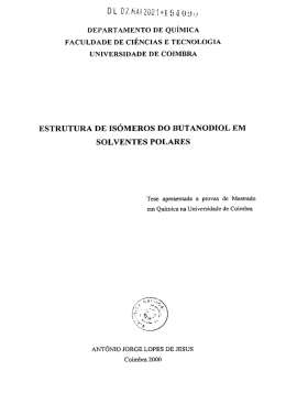 DEPARTAMENTO DE QUÍMICA FACULDADE DE clÊNclAs E