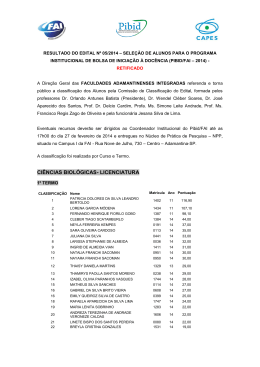 Resultado do Edital nº 05/2014