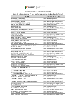 Alunos admitidos no 7&ordm; ano - EB 2,3 de Santo Ant&oacute;nio