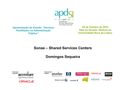 Sonae – Shared Services Centers Domingos Sequeira