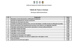 Tabela de Taxas e Licenças Serviços Administrativos - UF-SOLC