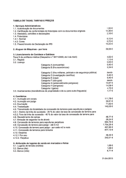 TABELA DE TAXAS, TARIFAS E PREÇOS 1. Serviços