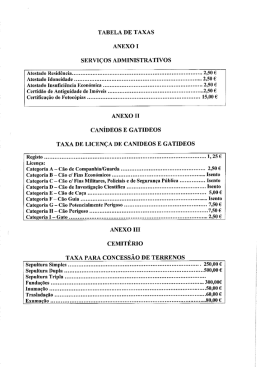 TABELA DE TAXAS ANEXO I SERVIÇOS ADMINISTRATIVOS