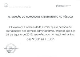 Hor&aacute;rio dos servi&ccedil;os administrativos