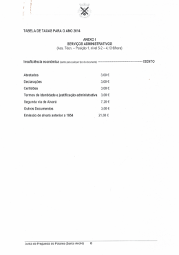 tabela de taxas para o ano 2014 anexo i serviços administrativos