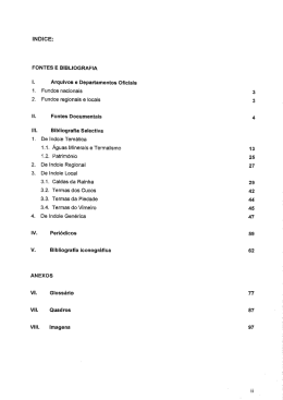 FONTES E. BIBLIOGRAFIA I. Arquivos e Departamentos Oficiais